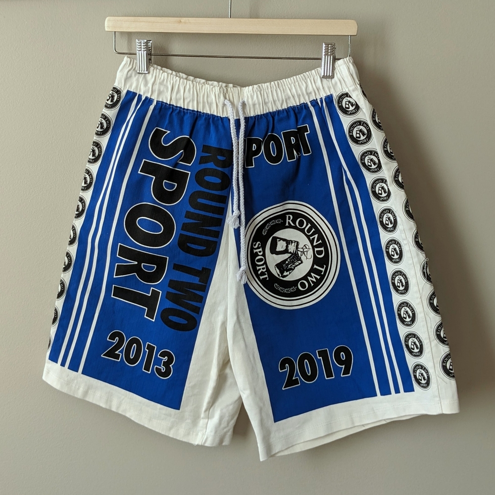 Round Two Sport Blue and White Canvas Shorts